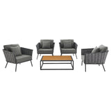 Stance 5 Piece Outdoor Patio Aluminum Sectional Sofa Set by Lefancy