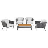 Stance 5 Piece Outdoor Patio Aluminum Sectional Sofa Set by Lefancy