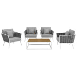 Stance 5 Piece Outdoor Patio Aluminum Sectional Sofa Set by Lefancy