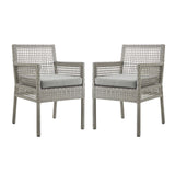 Aura Outdoor Patio Wicker Rattan Dining Armchair Set of 2 by Lefancy