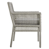 Aura Outdoor Patio Wicker Rattan Dining Armchair Set of 2 by Lefancy