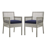 Aura Outdoor Patio Wicker Rattan Dining Armchair Set of 2 by Lefancy