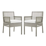 Aura Outdoor Patio Wicker Rattan Dining Armchair Set of 2 by Lefancy