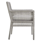 Aura Outdoor Patio Wicker Rattan Dining Armchair Set of 2 by Lefancy