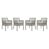 Aura Outdoor Patio Wicker Rattan Dining Armchair Set of 4 by Lefancy