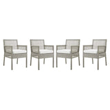 Aura Outdoor Patio Wicker Rattan Dining Armchair Set of 4 by Lefancy