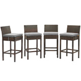 Conduit Outdoor Patio Wicker Rattan Bar Stool Set of 4 by Lefancy