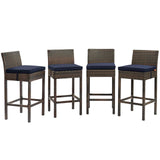 Conduit Outdoor Patio Wicker Rattan Bar Stool Set of 4 by Lefancy