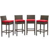 Conduit Outdoor Patio Wicker Rattan Bar Stool Set of 4 by Lefancy