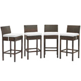 Conduit Outdoor Patio Wicker Rattan Bar Stool Set of 4 by Lefancy