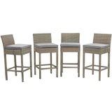 Conduit Outdoor Patio Wicker Rattan Bar Stool Set of 4 by Lefancy