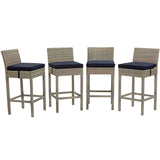 Conduit Outdoor Patio Wicker Rattan Bar Stool Set of 4 by Lefancy