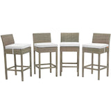 Conduit Outdoor Patio Wicker Rattan Bar Stool Set of 4 by Lefancy