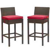 Conduit Outdoor Patio Wicker Rattan Bar Stool Set of 2 by Lefancy