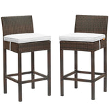 Conduit Outdoor Patio Wicker Rattan Bar Stool Set of 2 by Lefancy