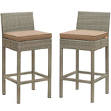 Conduit Outdoor Patio Wicker Rattan Bar Stool Set of 2 by Lefancy