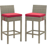 Conduit Outdoor Patio Wicker Rattan Bar Stool Set of 2 by Lefancy