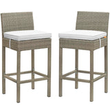 Conduit Outdoor Patio Wicker Rattan Bar Stool Set of 2 by Lefancy