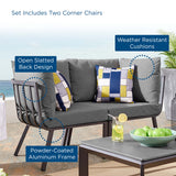 Riverside 2 Piece Outdoor Patio Aluminum Sectional Sofa Set by Lefancy