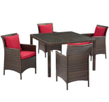 Conduit 5 Piece Outdoor Patio Wicker Rattan Set by Lefancy