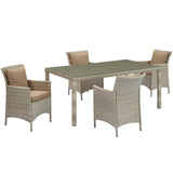 Conduit 5 Piece Outdoor Patio Wicker Rattan Dining Set by Lefancy