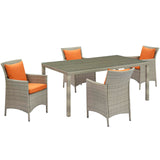 Conduit 5 Piece Outdoor Patio Wicker Rattan Dining Set by Lefancy