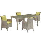 Conduit 5 Piece Outdoor Patio Wicker Rattan Dining Set by Lefancy