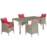 Conduit 5 Piece Outdoor Patio Wicker Rattan Dining Set by Lefancy