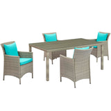 Conduit 5 Piece Outdoor Patio Wicker Rattan Dining Set by Lefancy