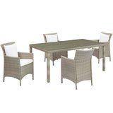 Conduit 5 Piece Outdoor Patio Wicker Rattan Dining Set by Lefancy