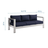 Shore Outdoor Patio Aluminum Sofa by Lefancy