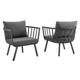 Riverside Outdoor Patio Aluminum Armchair Set of 2 by Lefancy