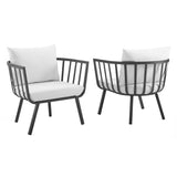 Riverside Outdoor Patio Aluminum Armchair Set of 2 by Lefancy