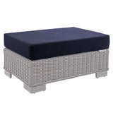 Conway Sunbrella® Outdoor Patio Wicker Rattan Ottoman by Lefancy