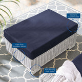 Conway Sunbrella® Outdoor Patio Wicker Rattan Ottoman by Lefancy