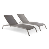 Savannah Outdoor Patio Mesh Chaise Lounge Set of 2 by Lefancy