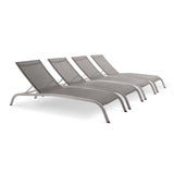 Savannah Outdoor Patio Mesh Chaise Lounge Set of 4 by Lefancy