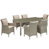 Conduit 7 Piece Outdoor Patio Wicker Rattan Dining Set by Lefancy