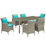 Conduit 7 Piece Outdoor Patio Wicker Rattan Dining Set by Lefancy