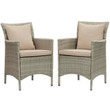 Conduit Outdoor Patio Wicker Rattan Dining Armchair Set of 2 by Lefancy