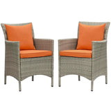 Conduit Outdoor Patio Wicker Rattan Dining Armchair Set of 2 by Lefancy