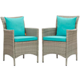 Conduit Outdoor Patio Wicker Rattan Dining Armchair Set of 2 by Lefancy