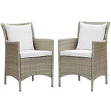 Conduit Outdoor Patio Wicker Rattan Dining Armchair Set of 2 by Lefancy