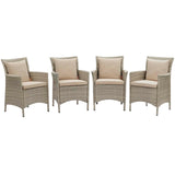 Conduit Outdoor Patio Wicker Rattan Dining Armchair Set of 4 by Lefancy