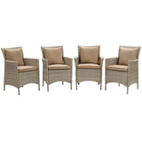 Conduit Outdoor Patio Wicker Rattan Dining Armchair Set of 4 by Lefancy