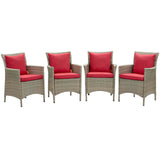 Conduit Outdoor Patio Wicker Rattan Dining Armchair Set of 4 by Lefancy