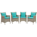 Conduit Outdoor Patio Wicker Rattan Dining Armchair Set of 4 by Lefancy