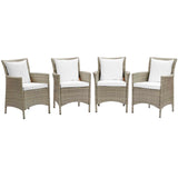 Conduit Outdoor Patio Wicker Rattan Dining Armchair Set of 4 by Lefancy