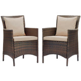 Conduit Outdoor Patio Wicker Rattan Dining Armchair Set of 2 by Lefancy