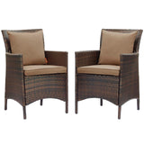 Conduit Outdoor Patio Wicker Rattan Dining Armchair Set of 2 by Lefancy